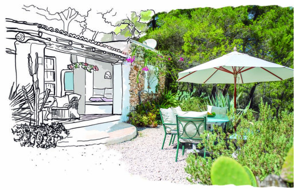 Soziale Verantwortung und Gemeinschaftsinitiativen - Unterstützung lokaler Unternehmen : 'My Ibiza and Formentera' - Illustration von Hjordis Fogelberg